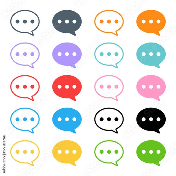 Fototapeta chat message speech bubble icons with typing dots, chat or messaging icons. for chatting, communication apps, social media, web app interfaces. Colorful set