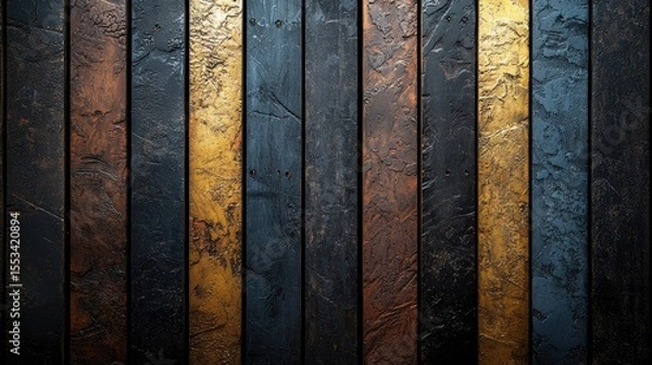 Obraz Textured wood planks in various dark colors.