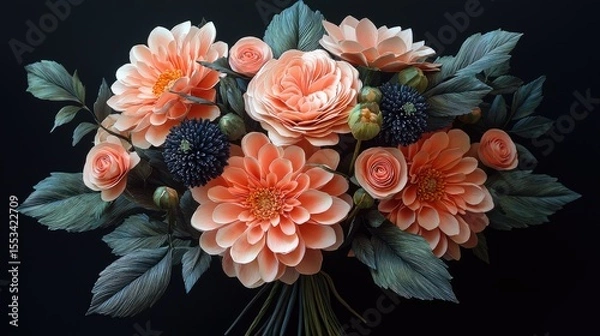Obraz A bouquet of meticulously crafted paper flowers.