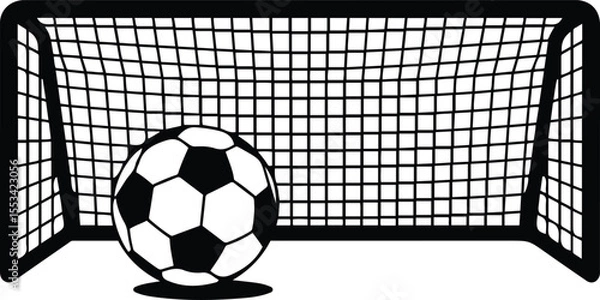 Obraz Soccer Ball in Goal Net | Football Scoring Moment Vector or Photo Illustration