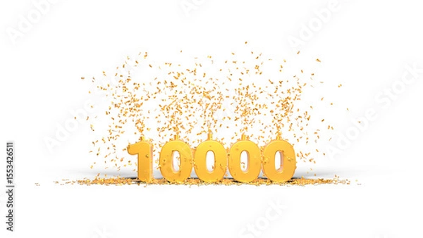 Fototapeta 10 K followers thank you illustration, 10000 - 3D rendering on transparent background
