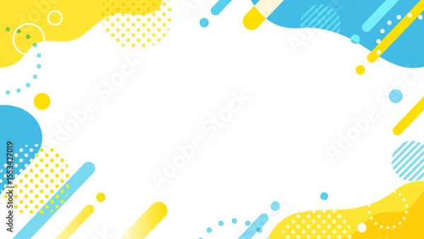 Obraz 青　黄色　ポップ 　ウェーブ　フレーム　背景  16:9