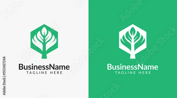 Fototapeta Abstract nature tree logo vector design. Creative organic and minimalism logotype icon symbol
