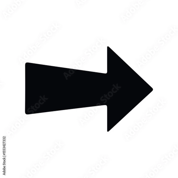 Obraz minimalist black right arrow icon on white background