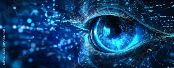 Obraz Abstract eye with encrypted data streams, biometric data protection, iris scan, technology privacy
