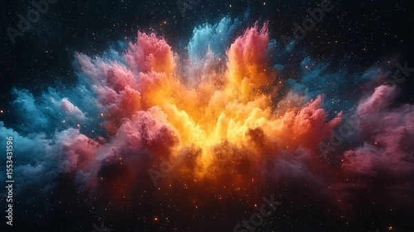 Fototapeta Vibrant Cosmic Nebula Celestial Explosion of Color Stars and Nebula Clouds