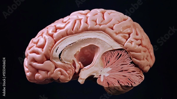 Obraz Pathology of Alzheimer’s Disease, Artistic representation of a brain with intricate details on a dark background.
