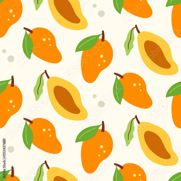 Obraz Mango cartoon fruits seamless pattern background