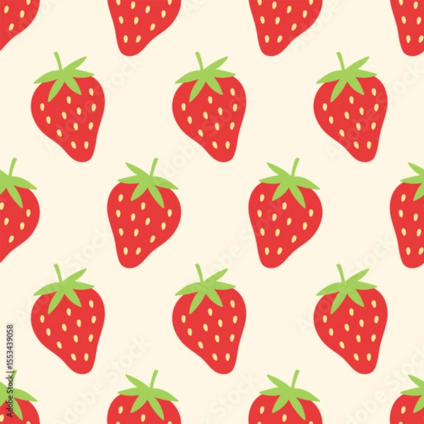 Obraz Red strawberry cartoon fruits seamless pattern