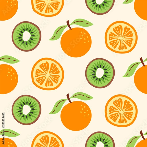 Obraz Citrus cartoon fruits seamless pattern background