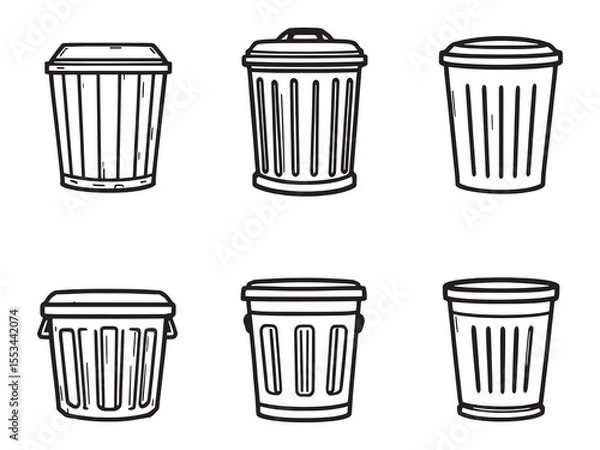 Fototapeta Waste Trash Bin Simple Vector