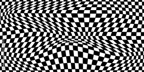 Fototapeta Black and white checkered pattern . Chess pattern . Black and white square background . Checkered wallpaper . Vector illustration