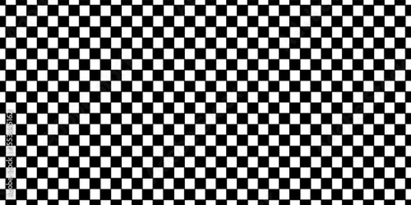 Fototapeta Black and white checkered pattern . Chess pattern . Black and white square background . Checkered wallpaper . Vector illustration
