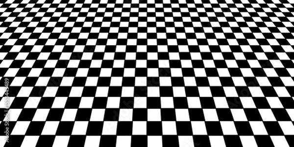 Fototapeta Black and white checkered pattern . Chess pattern . Black and white square background . Checkered wallpaper . Vector illustration
