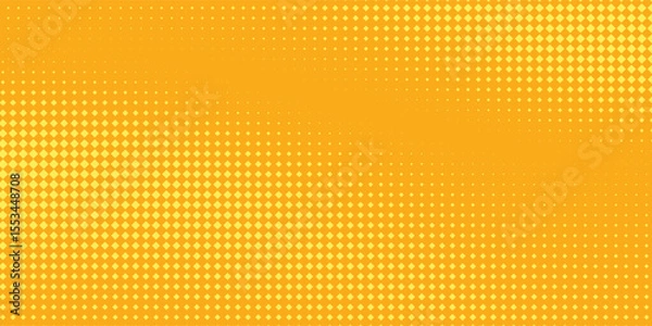 Fototapeta Yellow orange halftone pattern. Retro comic gradient background. Square pixilated dot cartoon texture. Pop art faded gradient pattern. Eps 10.