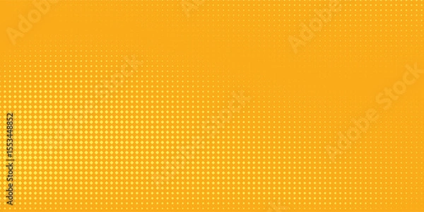 Fototapeta Yellow orange halftone pattern. Retro comic gradient background. Square pixilated dot cartoon texture. Pop art faded gradient pattern. Eps 10.