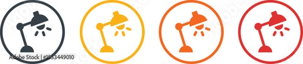 Obraz Desk lamp icons set in 4 colours and stroke line style, set of lamps, vector Illustration
