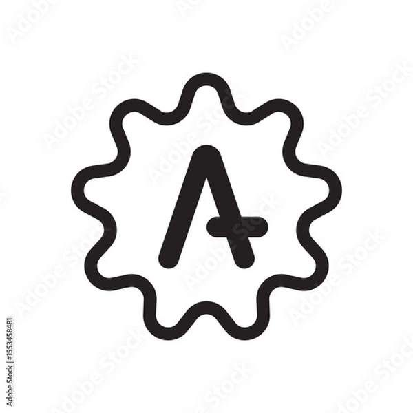 Fototapeta A letter badge icon. Star shaped label with bold A symbol of excellence.