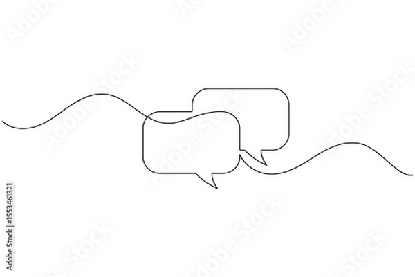 Obraz Simple speech bubble continuous one line drawing style for communication and messaging concept