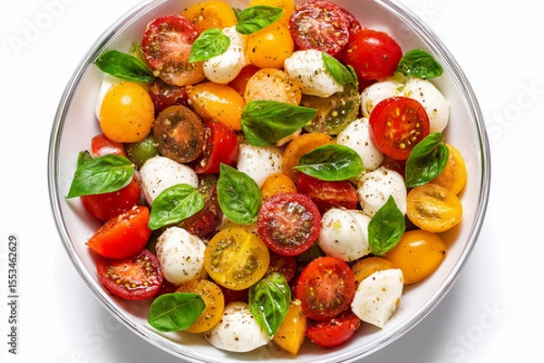 Obraz Colorful caprese salad with cherry tomatoes and mozzarella balls