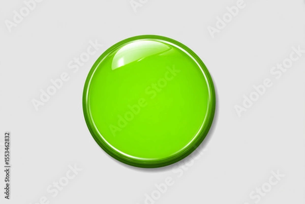 Obraz Bright green circular button on a neutral background