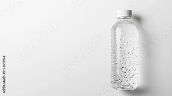 Obraz Sleek water bottle standing upright, crystal-clear water inside, label-free design, high-resolution product mockup style