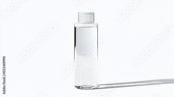 Obraz Sleek water bottle standing upright, crystal-clear water inside, label-free design, high-resolution product mockup style