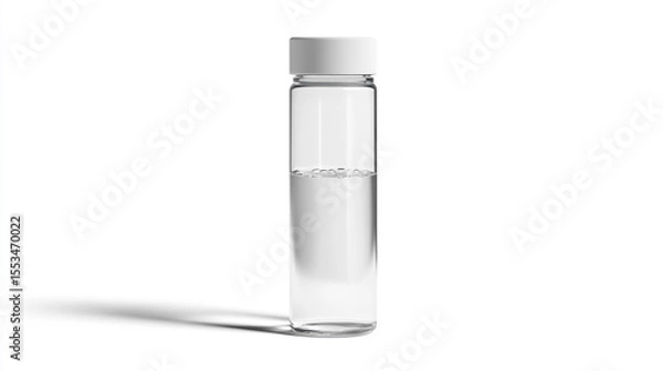 Obraz Sleek water bottle standing upright, crystal-clear water inside, label-free design, high-resolution product mockup style