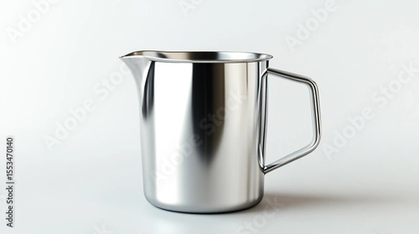 Obraz Stainless steel milk frothing pitcher isolated on white background