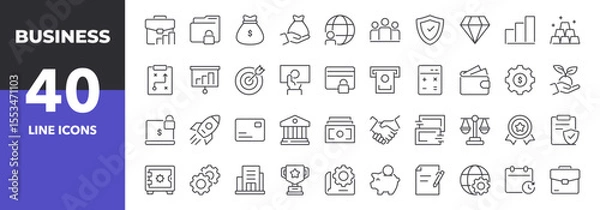 Fototapeta Business Line Icons Set. Outline Web Icons. Editable Stroke