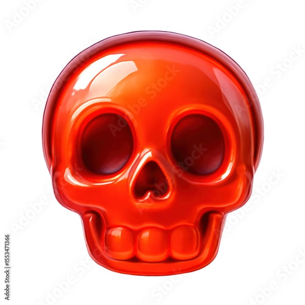 Fototapeta 3D Translucent Red Skull Icon Against Transparent Background Highlighting Glossy Surfaces and Vibrant Colors for Conceptual Horror Design