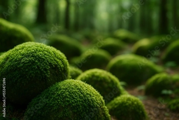 Obraz Green Moss Close-Up in Peaceful Forest