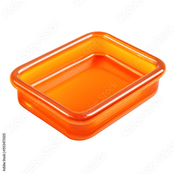 Fototapeta 3D Translucent Orange Tray Icon Isolated on Transparent Background with Glossy Surface and Modern Geometric Design