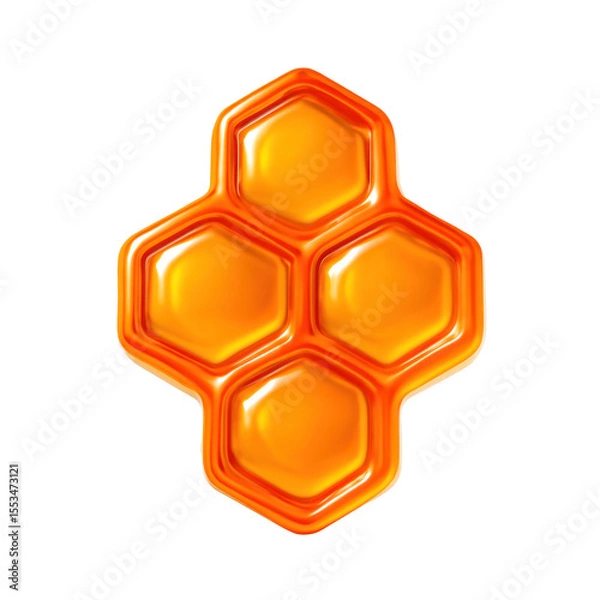 Fototapeta 3D Translucent Honeycomb Icon Style On Transparent Background With Glossy Orange And Yellow Hexagonal Cells