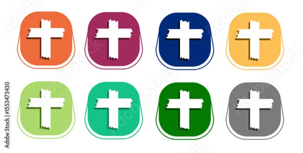 Fototapeta Set of Flat curved Gravestone and unique multi color icons EPS vector  format.