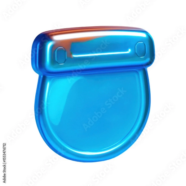 Fototapeta 3D Translucent Blue Icon With Glossy Finish and Rounded Shape on Transparent Background