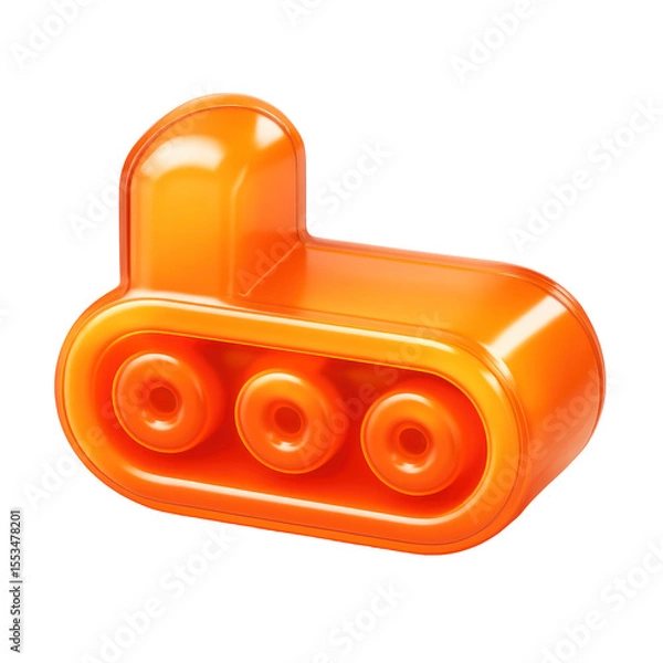 Fototapeta Three Dimensional Translucent Orange Geometric Icon Against Transparent Background