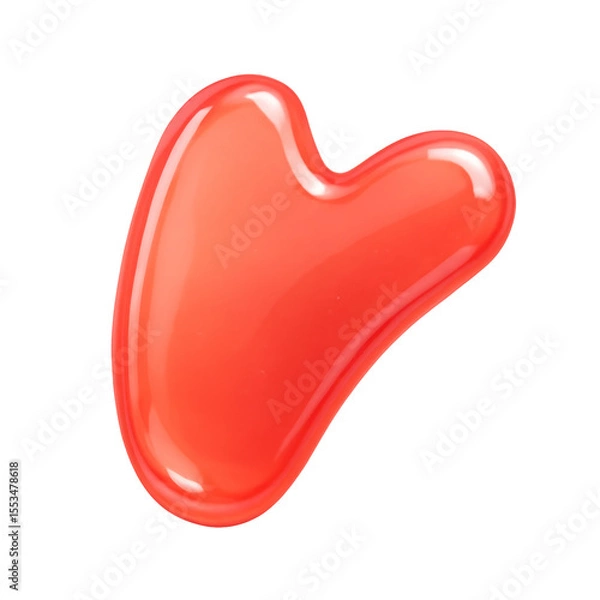 Fototapeta 3D Translucent Heart Icon in Red on Transparent Background with Glossy Finish Representing Love Passion or Affection Visualizing a Romantic Concept