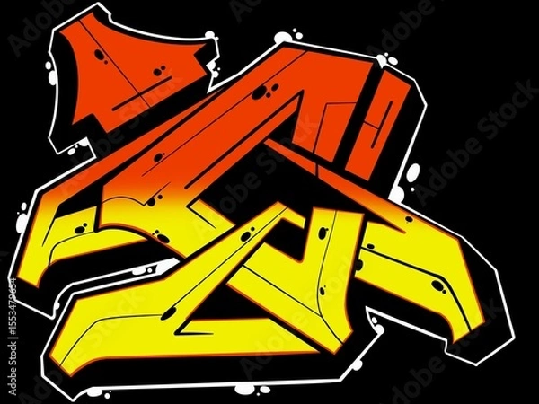 Fototapeta graffiti c, illustration of alphabet c with cool wildstyle graffiti pattern with bright colors