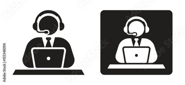 Fototapeta Customer service worker icon with laptop