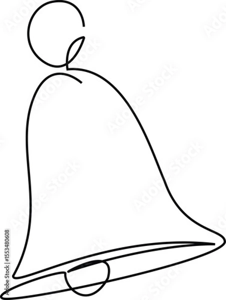 Obraz School bell continuous line. Continuous one line drawing of school bell. Back to school, reminder, alertness concept. Single line drawing, Vector