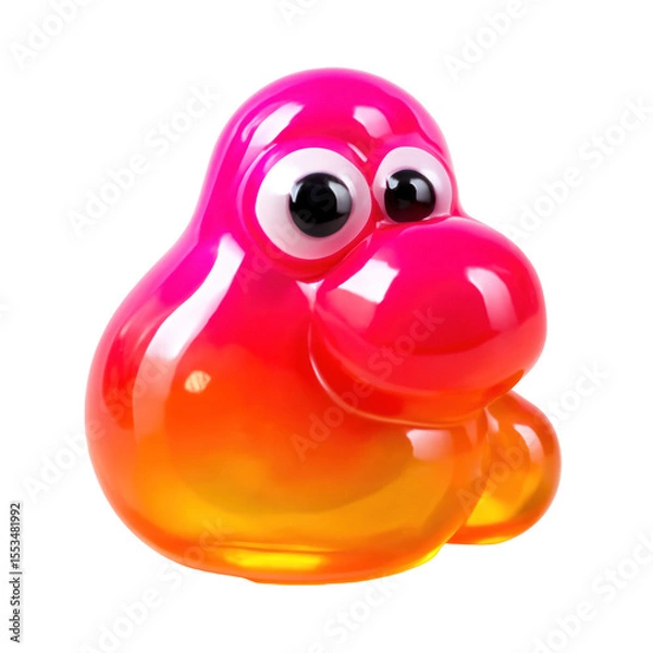 Fototapeta 3D Translucent Icon Style Of Colorful Abstract Blob Figure Against Transparent Background