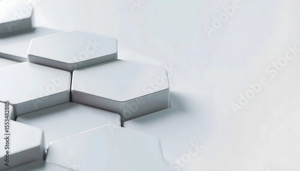 Fototapeta Seamless looping background with elegant glossy white hexagon pattern, soft reflections, minimal clean design.