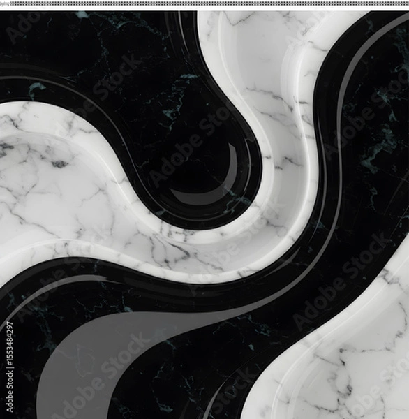 Fototapeta Abstract Swirling Black and White Marble Texture Elegant Design Background