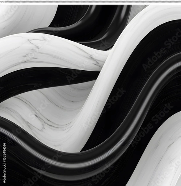 Fototapeta Abstract Black and White Marble Wave Pattern Design
