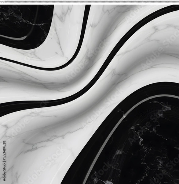 Fototapeta Abstract Black and White Marble Swirl Design Elegant Vector Illustration