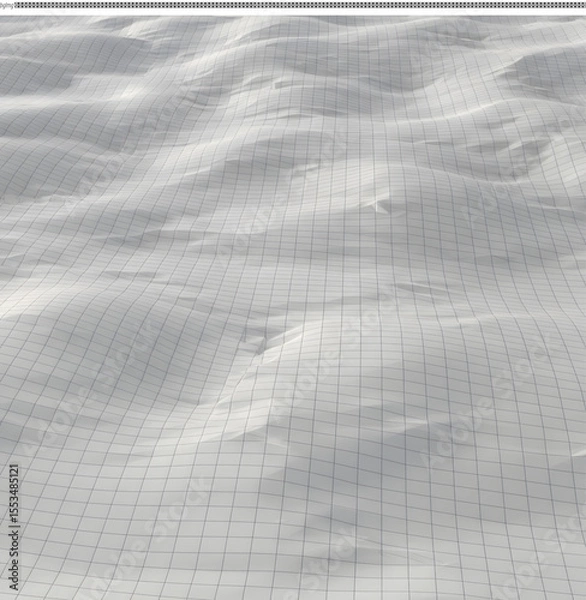 Fototapeta Abstract 3D Render of Undulating Surface with Grid Overlay
