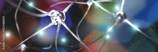 Fototapeta neuron, neuron transmits a signal, nerve node, neural network, 3D rendering