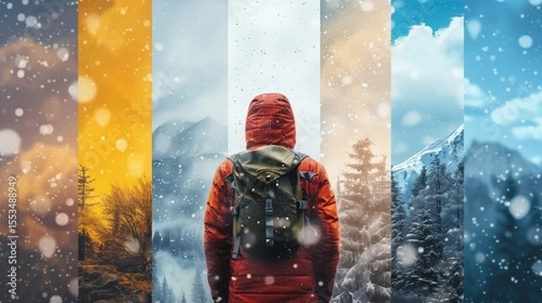 Fototapeta Forecast concept. Collage of photos with different weather conditions