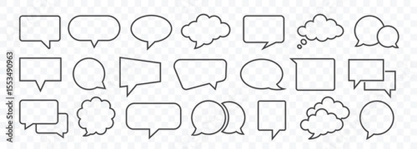 Obraz Set of comments Blank empty speech bubble icon set. Speech bubble comic symbol. chat box or chat vector square and doodle message or communication icon set. Isolated on a transparent background.